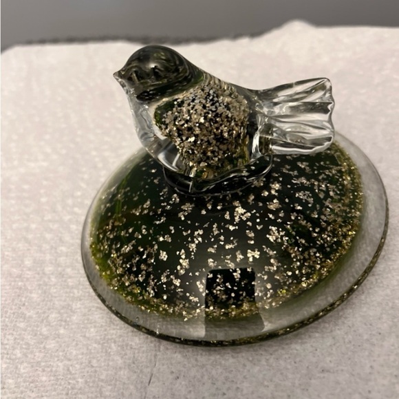 1960's MURANO ITALY ART GLASS GOLD AVENTURINE BIRD DESIGN SCULPTURE PAPERWEIGHT - Picture 5 of 7